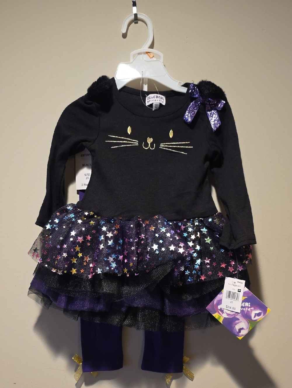 Blueberi Boulevard Black and Purple Star Tutu Cat Costume